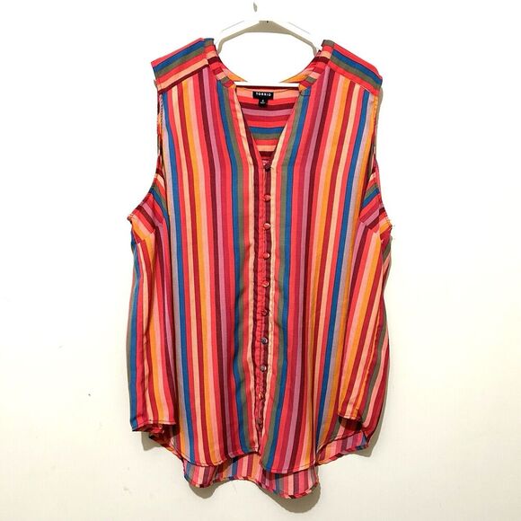 Torrid Multicolor Sleeveless Harper Blouse Size 4 4X Summer Rainbow Stripes - Picture 3 of 8
